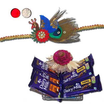 "Rakhi-FR-8520 A-(Single Rakhi)Choco Thali - code RC14(ED) - Click here to View more details about this Product
